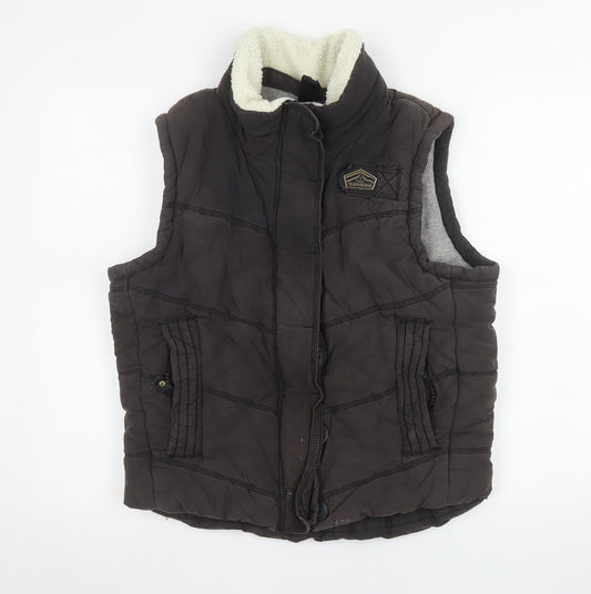 Superdry Women Brown L Bodywarmer Padded Waistcoat Outdoor Style