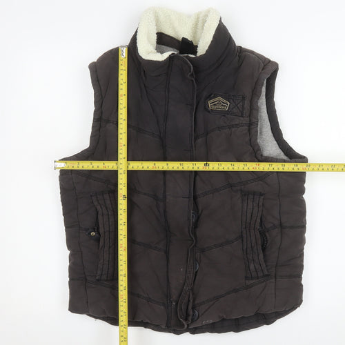 Superdry Women Brown L Bodywarmer Padded Waistcoat Outdoor Style