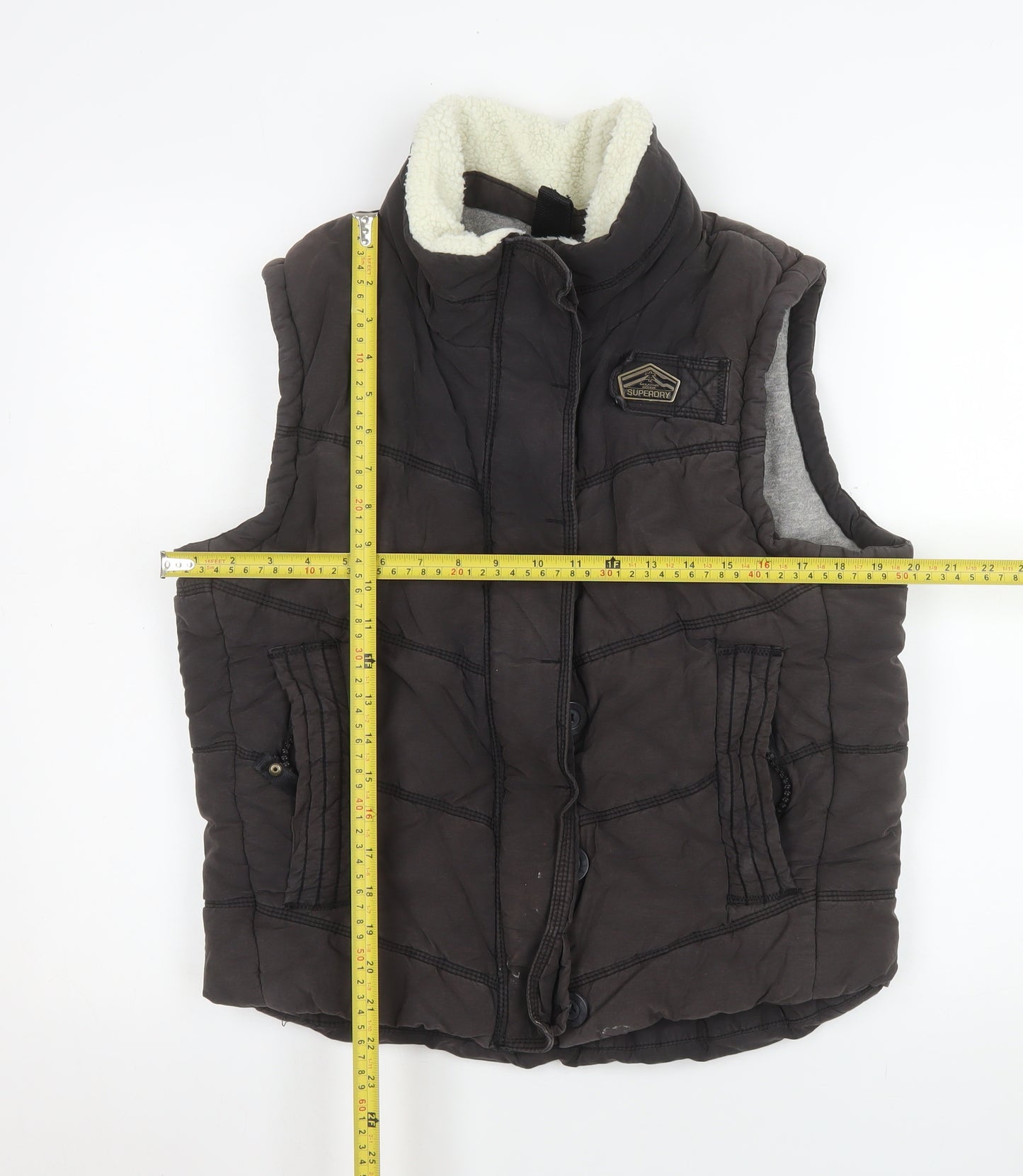 Superdry Women Brown L Bodywarmer Padded Waistcoat Outdoor Style