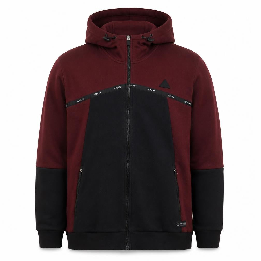 Front view of 9° PEAK Men's Black 2XL Hooded Full Zip Fleece Jacket