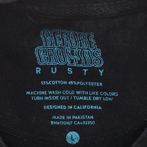 Rusty Men's Black Graphic Pullover Sweatshirt L