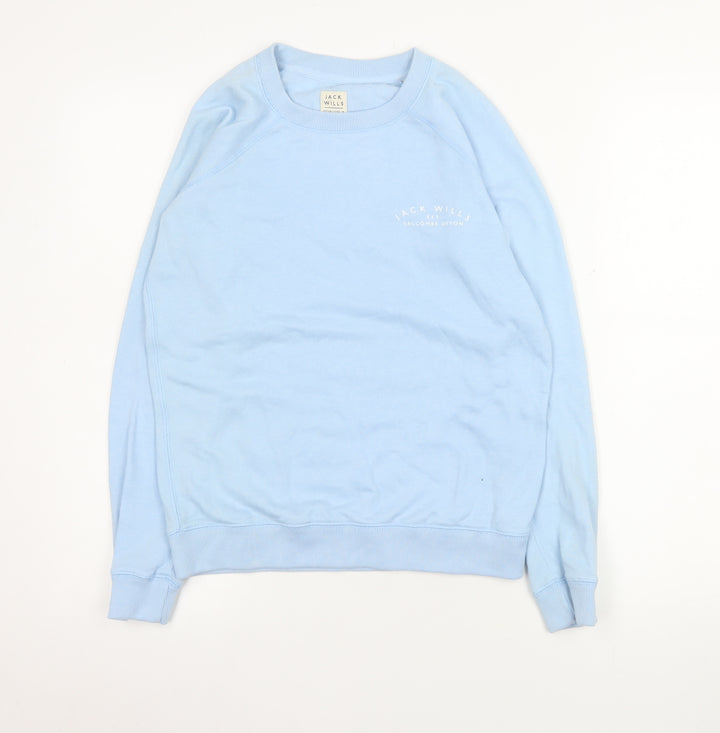 Jack Wills Women's Light Blue Cotton Blend Crew Neck Sweatshirt UK 8