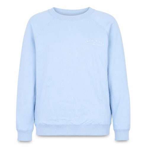 Jack Wills Women's Light Blue Cotton Blend Crew Neck Sweatshirt UK 8