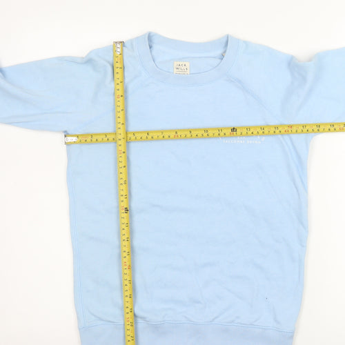 Jack Wills Women's Light Blue Cotton Blend Crew Neck Sweatshirt UK 8