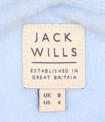 Jack Wills Women's Light Blue Cotton Blend Crew Neck Sweatshirt UK 8