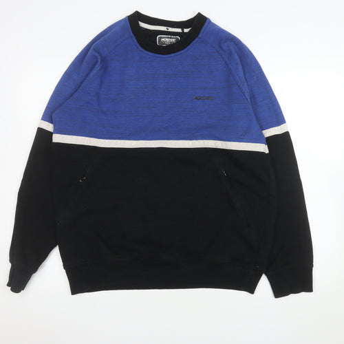 McKenzie Men’s Blue Black Colour Block Crew Sweatshirt Size L