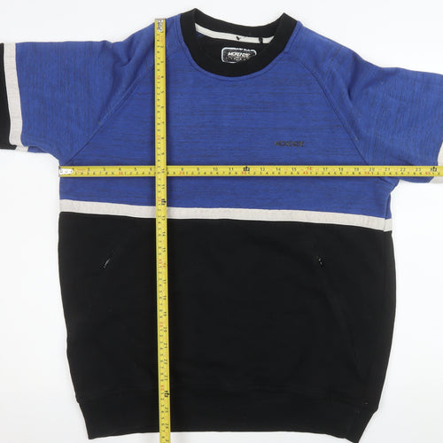 McKenzie Men’s Blue Black Colour Block Crew Sweatshirt Size L