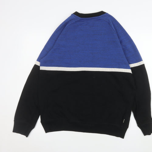 McKenzie Men’s Blue Black Colour Block Crew Sweatshirt Size L