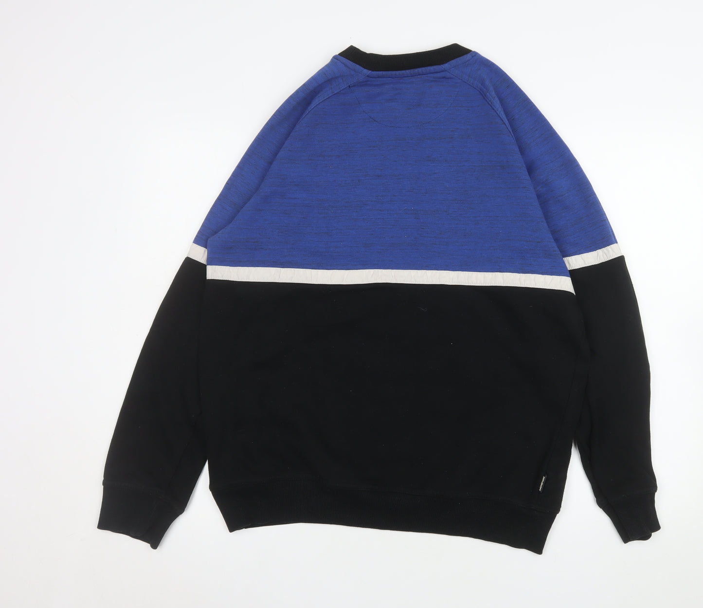 McKenzie Men’s Blue Black Colour Block Crew Sweatshirt Size L