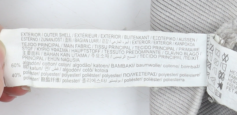 PULL&BEAR Men Grey Pullover Hoodie S Regular Fit Fleece Lined