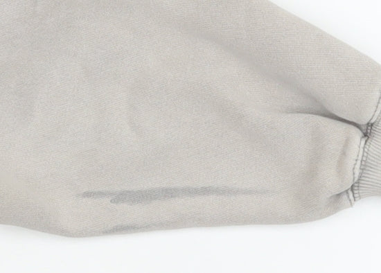 PULL&BEAR Men Grey Pullover Hoodie S Regular Fit Fleece Lined