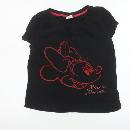 Next Women’s Black Minnie Mouse Cotton T-Shirt XS Short Sleeve