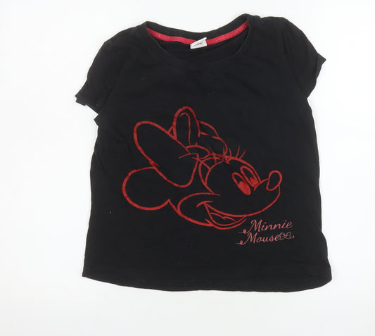Next Women’s Black Minnie Mouse Cotton T-Shirt XS Short Sleeve