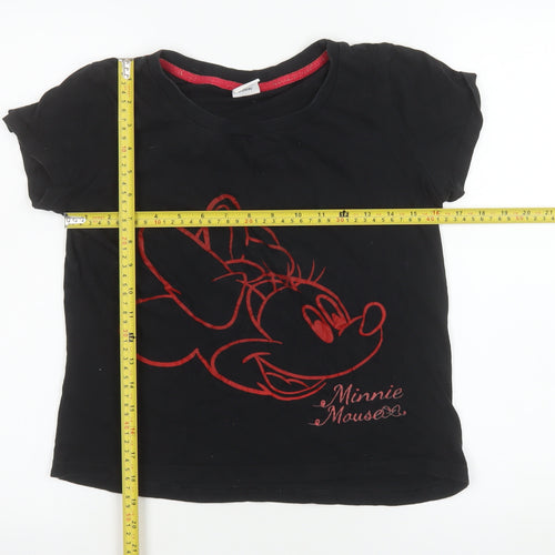 Next Women’s Black Minnie Mouse Cotton T-Shirt XS Short Sleeve
