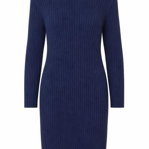 Boohoo Women Blue Size 18 Ribbed Knit Long Sleeve Bodycon Dress