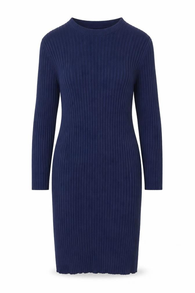 Boohoo Women Blue Size 18 Ribbed Knit Long Sleeve Bodycon Dress
