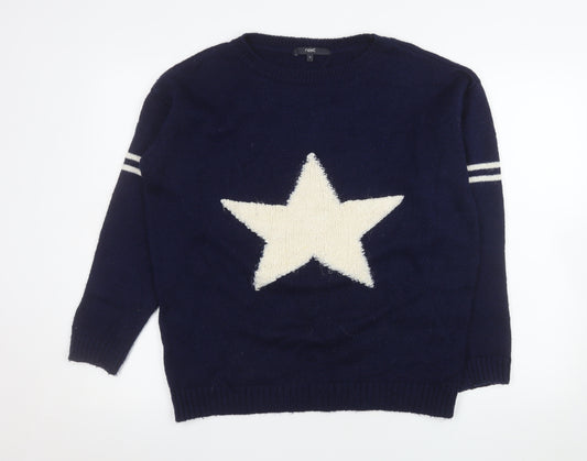 Next Women Navy Blue Star Crew Neck Pullover Jumper Size 12