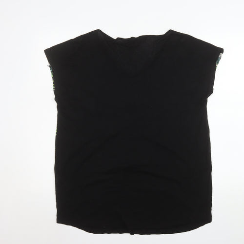 Love TEES Womens Black Leopard Print V-Neck Sleeveless Blouse Size 14