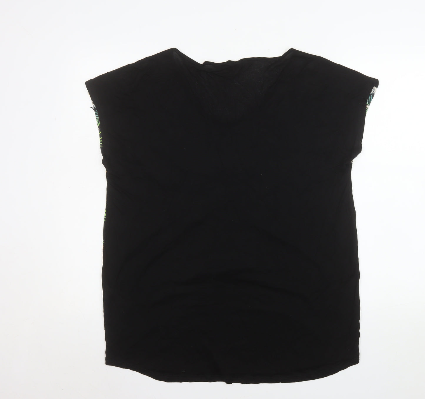Love TEES Womens Black Leopard Print V-Neck Sleeveless Blouse Size 14
