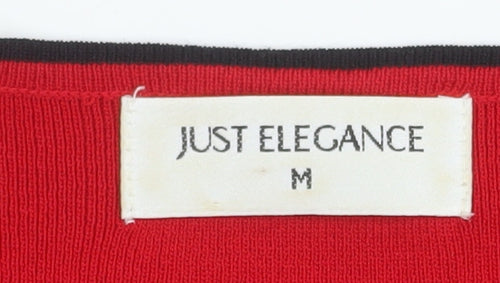 Just Elegance Women's Red Knit Scoop Neck Short Sleeve Top Size M