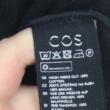 COS Women's Black 100% Cotton Short Sleeve Basic T-Shirt Size 12