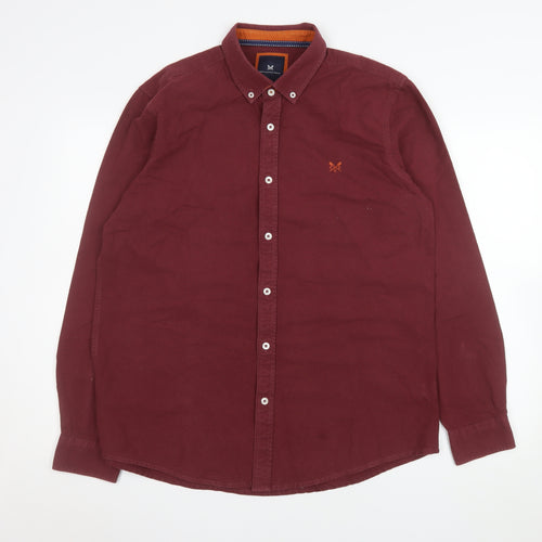 Crew Clothing Company Men's Red Slim Fit Button-Up Shirt XL