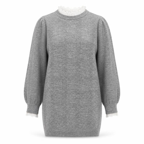 ASOS DESIGN Women Grey High Neck Knit Jumper Size 6 Regular Fit