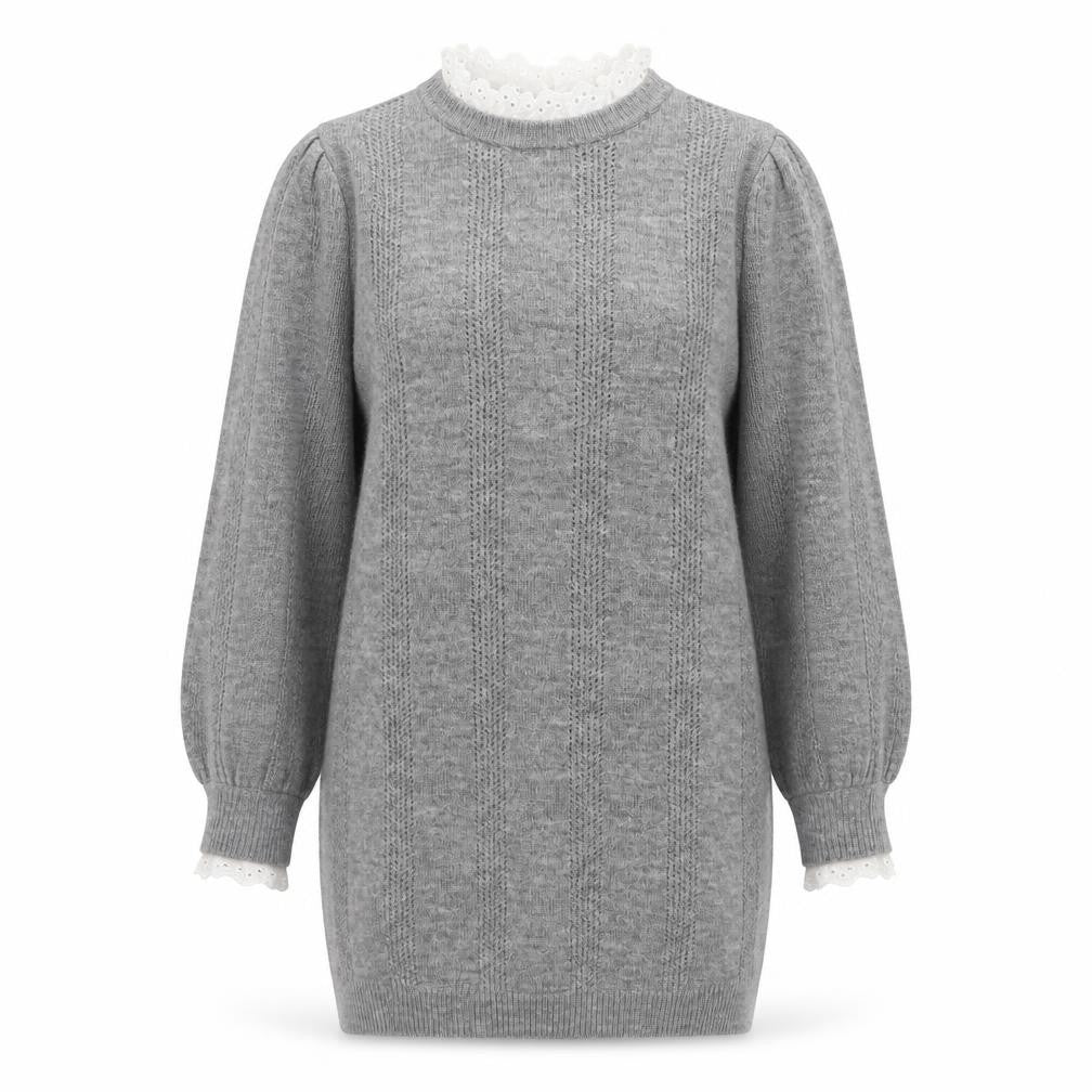 ASOS DESIGN Women Grey High Neck Knit Jumper Size 6 Regular Fit