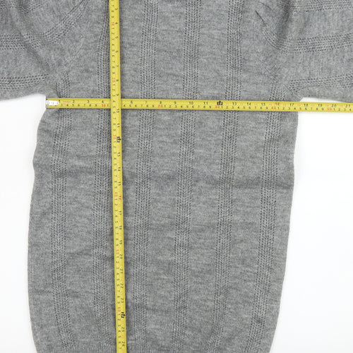 ASOS DESIGN Women Grey High Neck Knit Jumper Size 6 Regular Fit