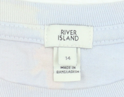 River Island Women's Multicoloured Tie Dye Cotton T-Shirt Size 14