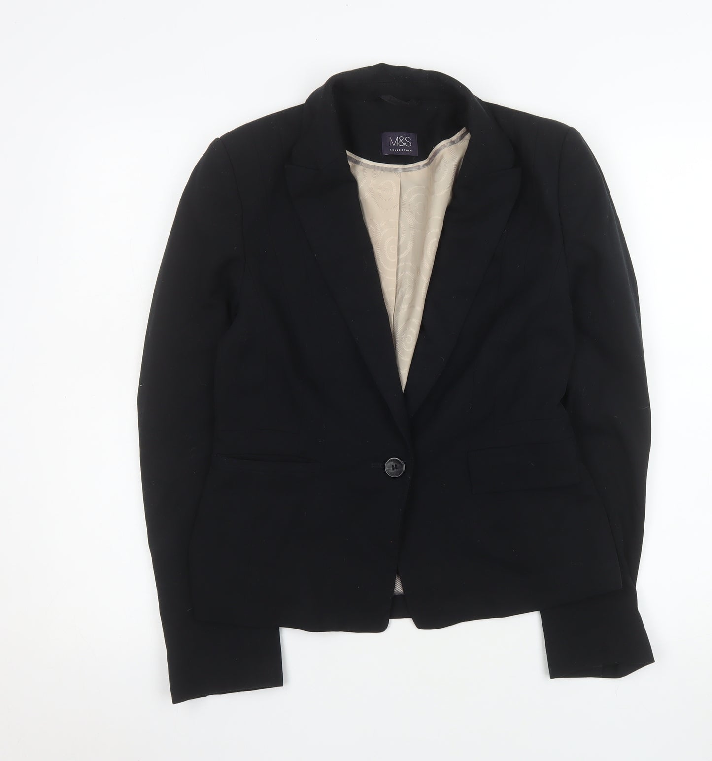 Marks and Spencer Womens Black Suit Jacket Size 8 Single Breasted Classic Blazer