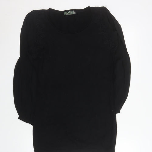 Mint Velvet Women's Black Size 14 Shift Dress with Silk Sleeves