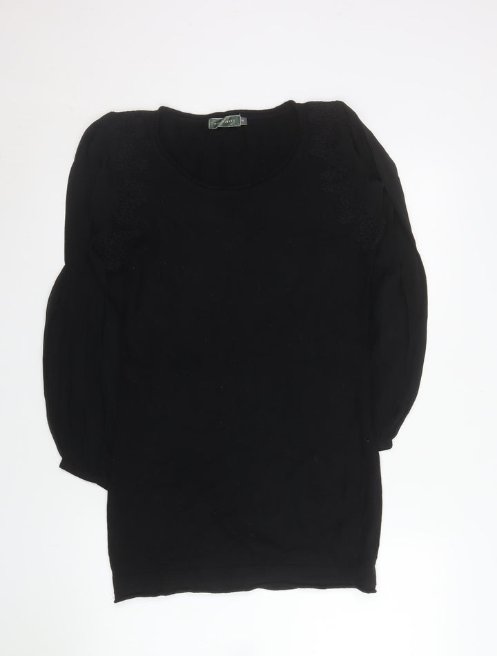 Mint Velvet Women's Black Size 14 Shift Dress with Silk Sleeves