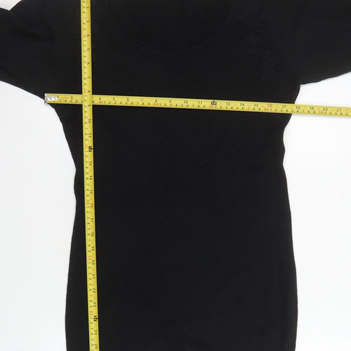Mint Velvet Women's Black Size 14 Shift Dress with Silk Sleeves