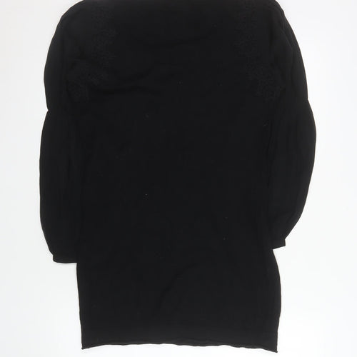 Mint Velvet Women's Black Size 14 Shift Dress with Silk Sleeves