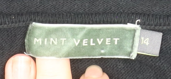 Mint Velvet Women's Black Size 14 Shift Dress with Silk Sleeves