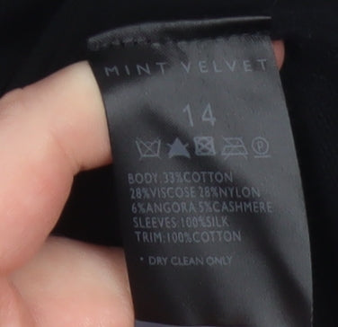 Mint Velvet Women's Black Size 14 Shift Dress with Silk Sleeves
