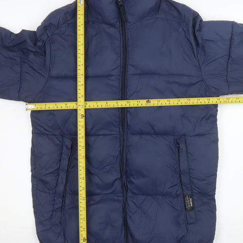 Pull & Bear Men's Blue Puffer Jacket Size M Full Zip Winter Coat
