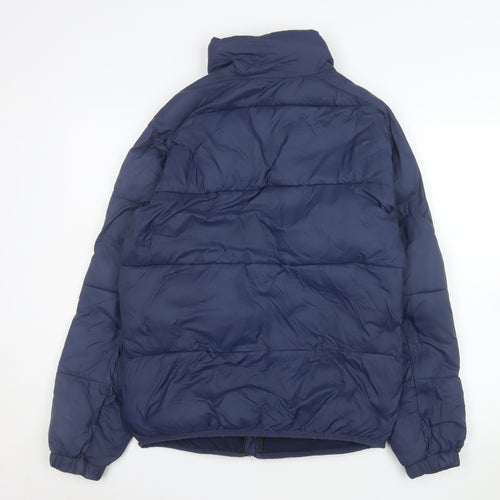 Pull & Bear Men's Blue Puffer Jacket Size M Full Zip Winter Coat
