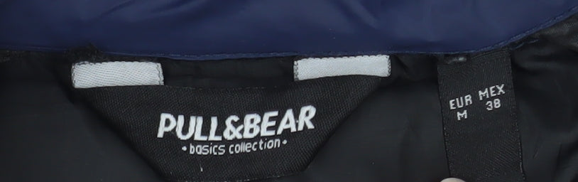 Pull & Bear Men's Blue Puffer Jacket Size M Full Zip Winter Coat