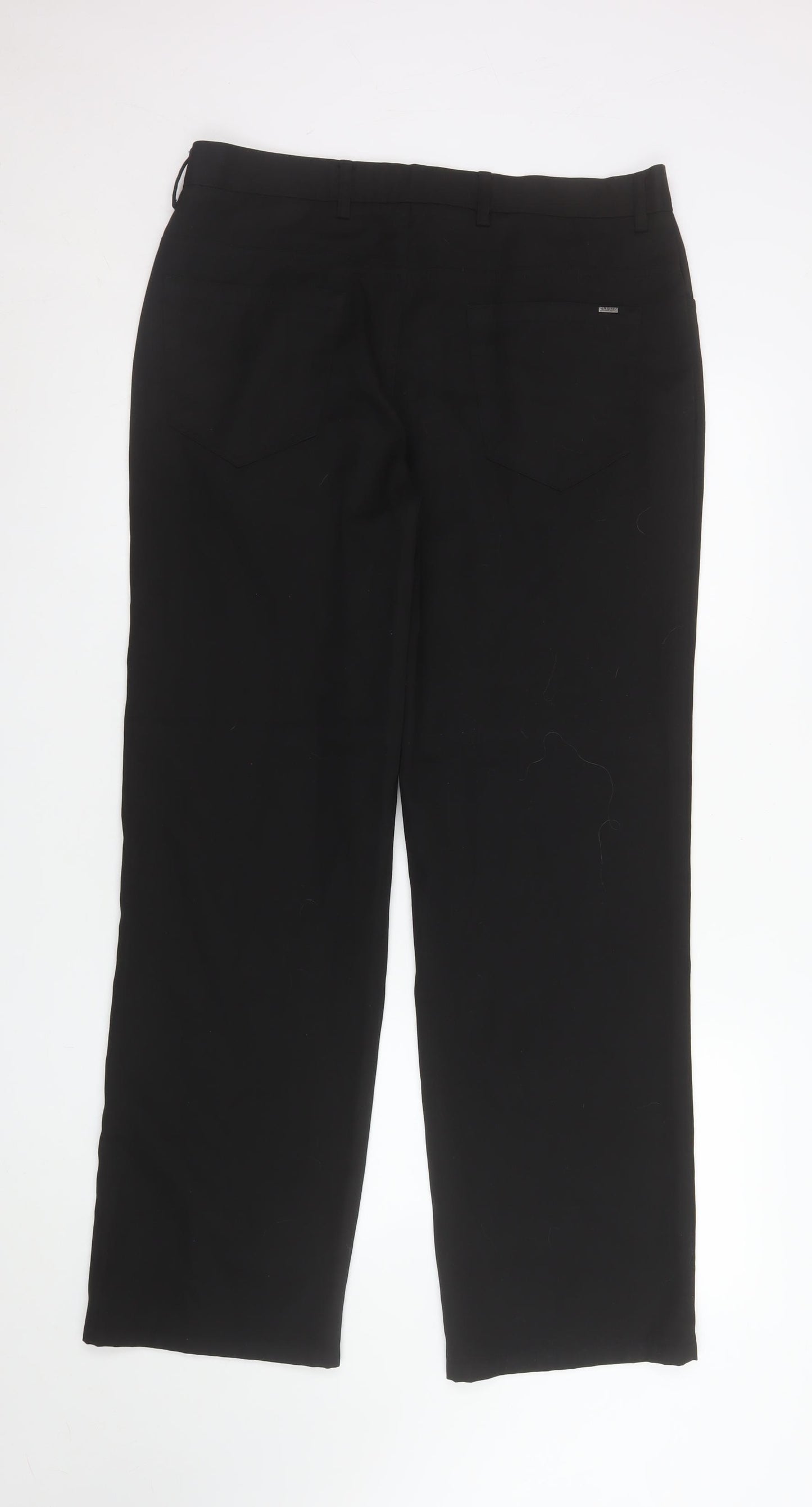 Urban Spirit Mens Black 34R Straight Leg Regular Fit Trousers