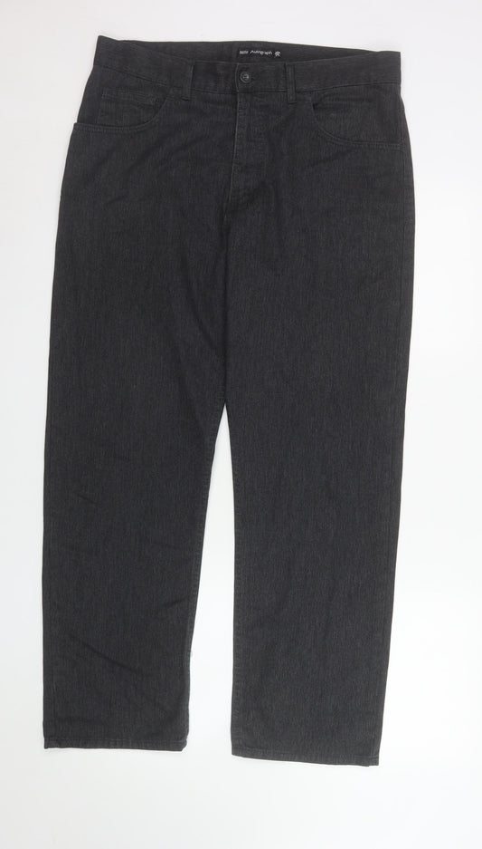 Marks and Spencer Men’s Black Straight Jeans 34W 29L Autograph