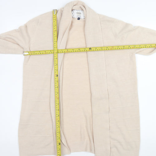 Maine New England Women Beige Size 14 Open Knit Long Sleeve Cardigan