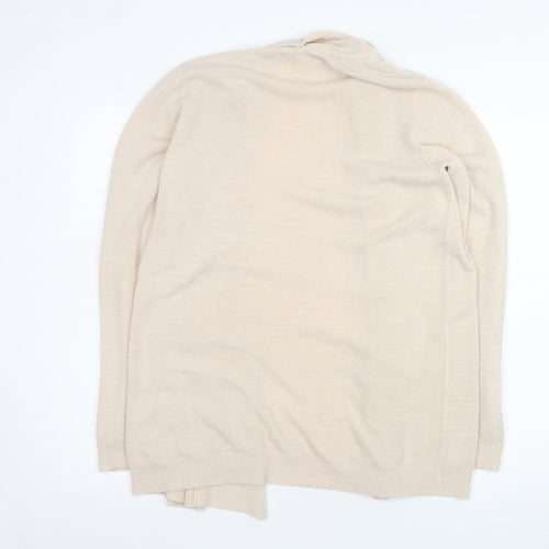 Maine New England Women Beige Size 14 Open Knit Long Sleeve Cardigan