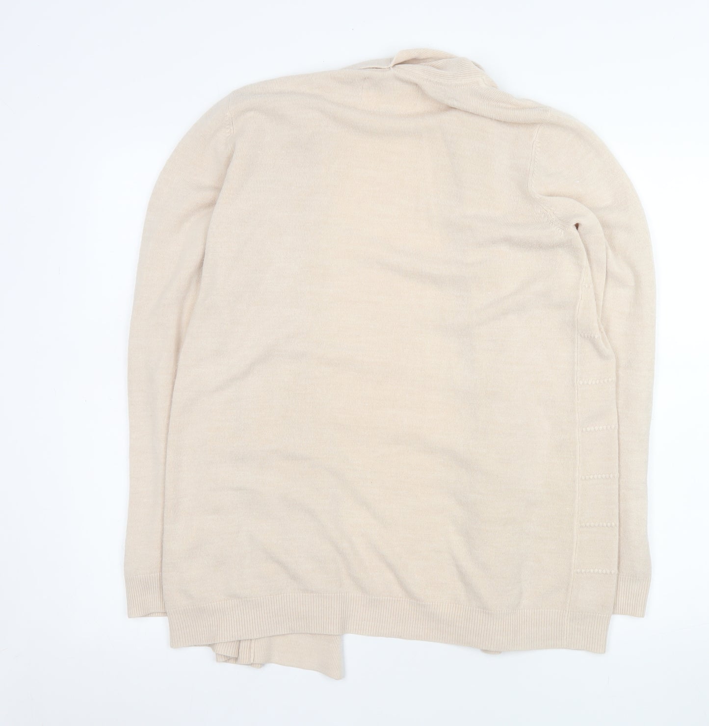 Maine New England Women Beige Size 14 Open Knit Long Sleeve Cardigan
