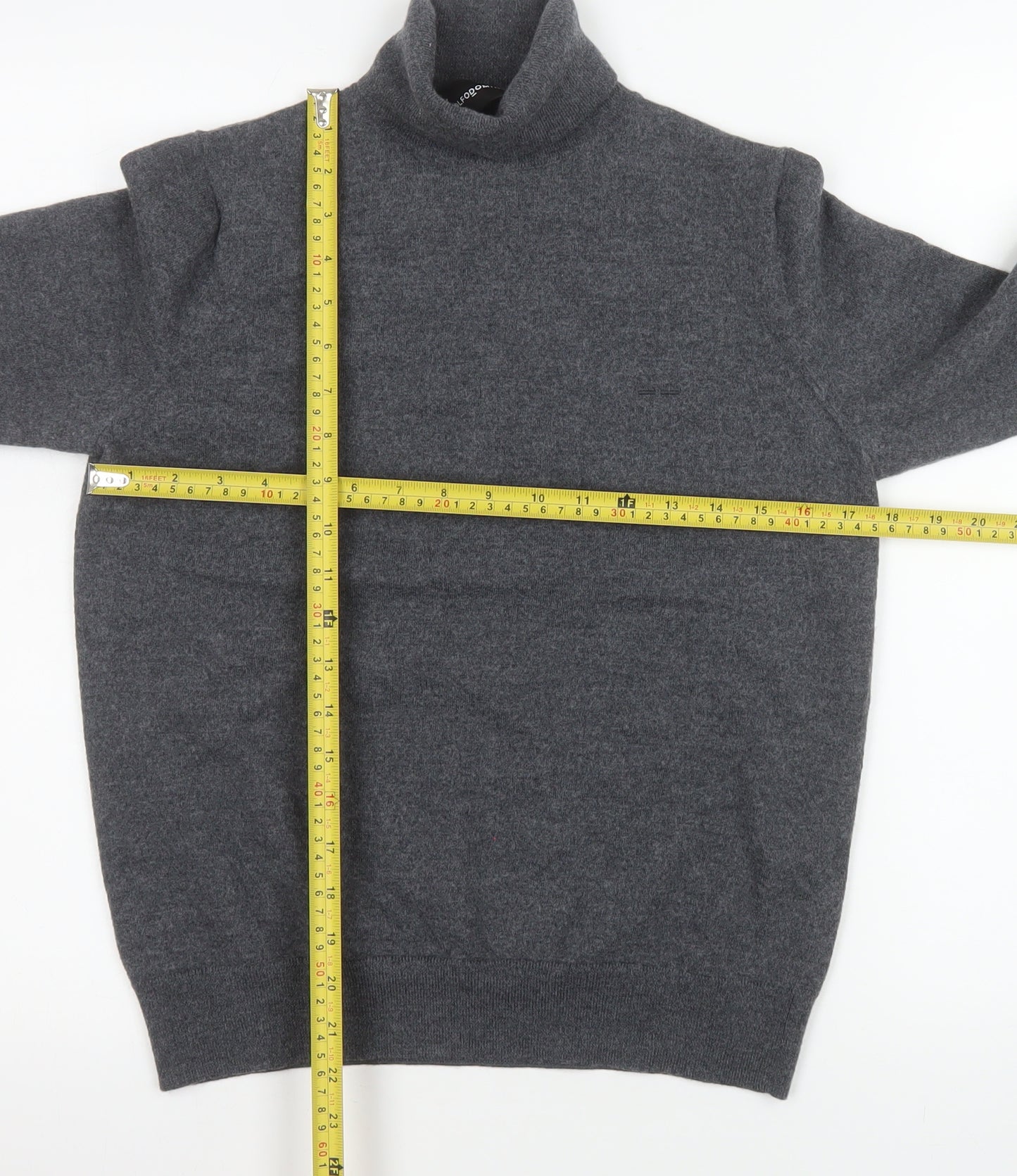 Adolfo Dominguez Men’s Grey Merino Wool Roll Neck Jumper M