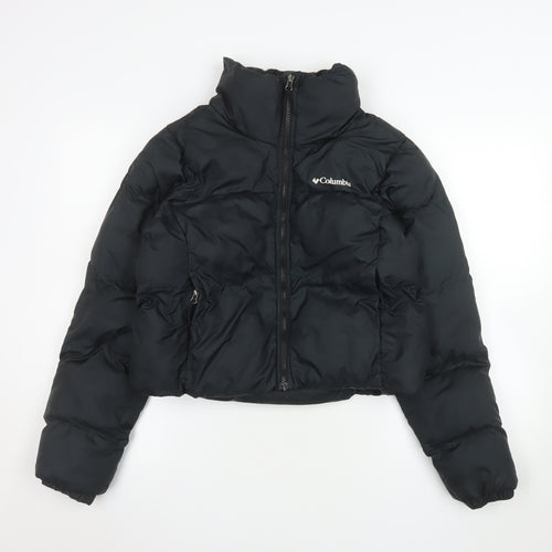 Columbia Womens Black Puffer Jacket S Cropped Insulated Zip