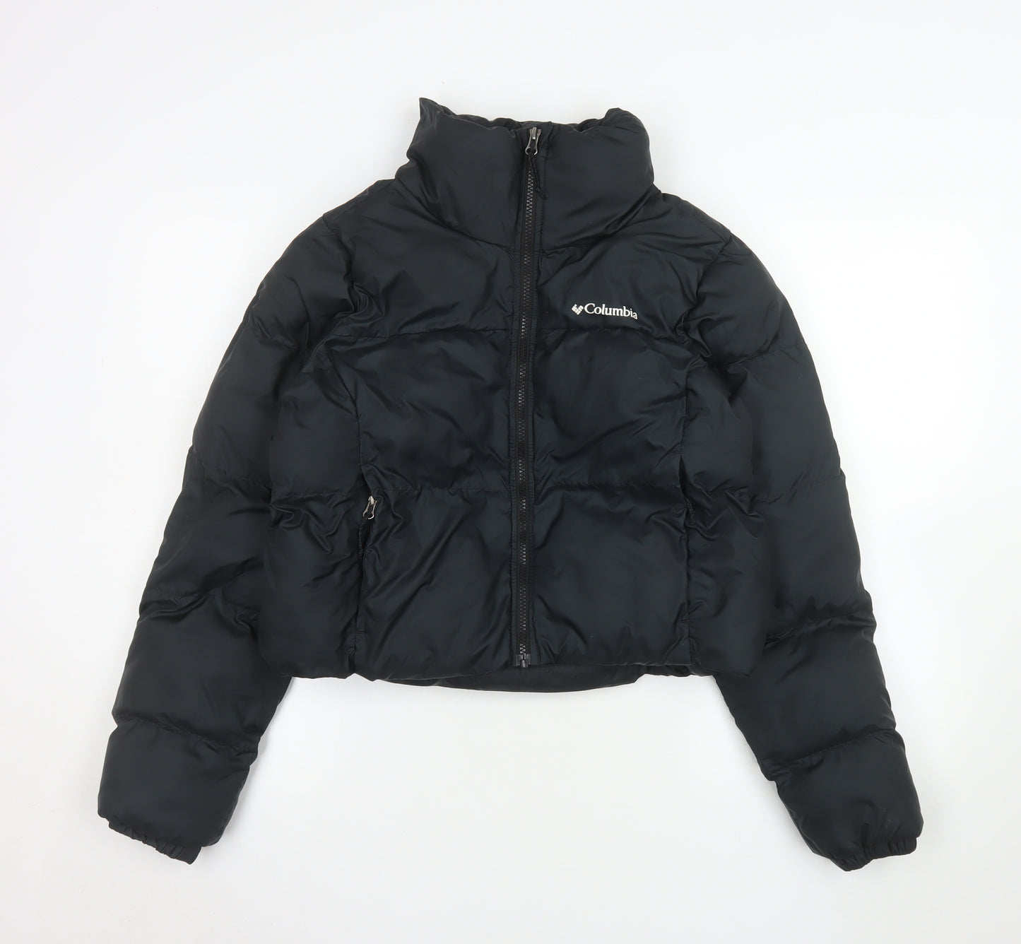 Columbia Womens Black Puffer Jacket S Cropped Insulated Zip