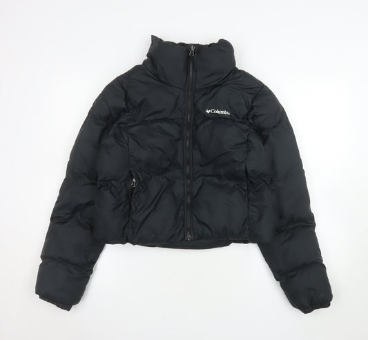 Columbia Womens Black Puffer Jacket S Cropped Insulated Zip