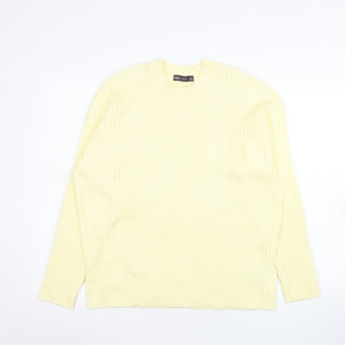 Marks and Spencer Womens Yellow Rib Knit Pullover Jumper L